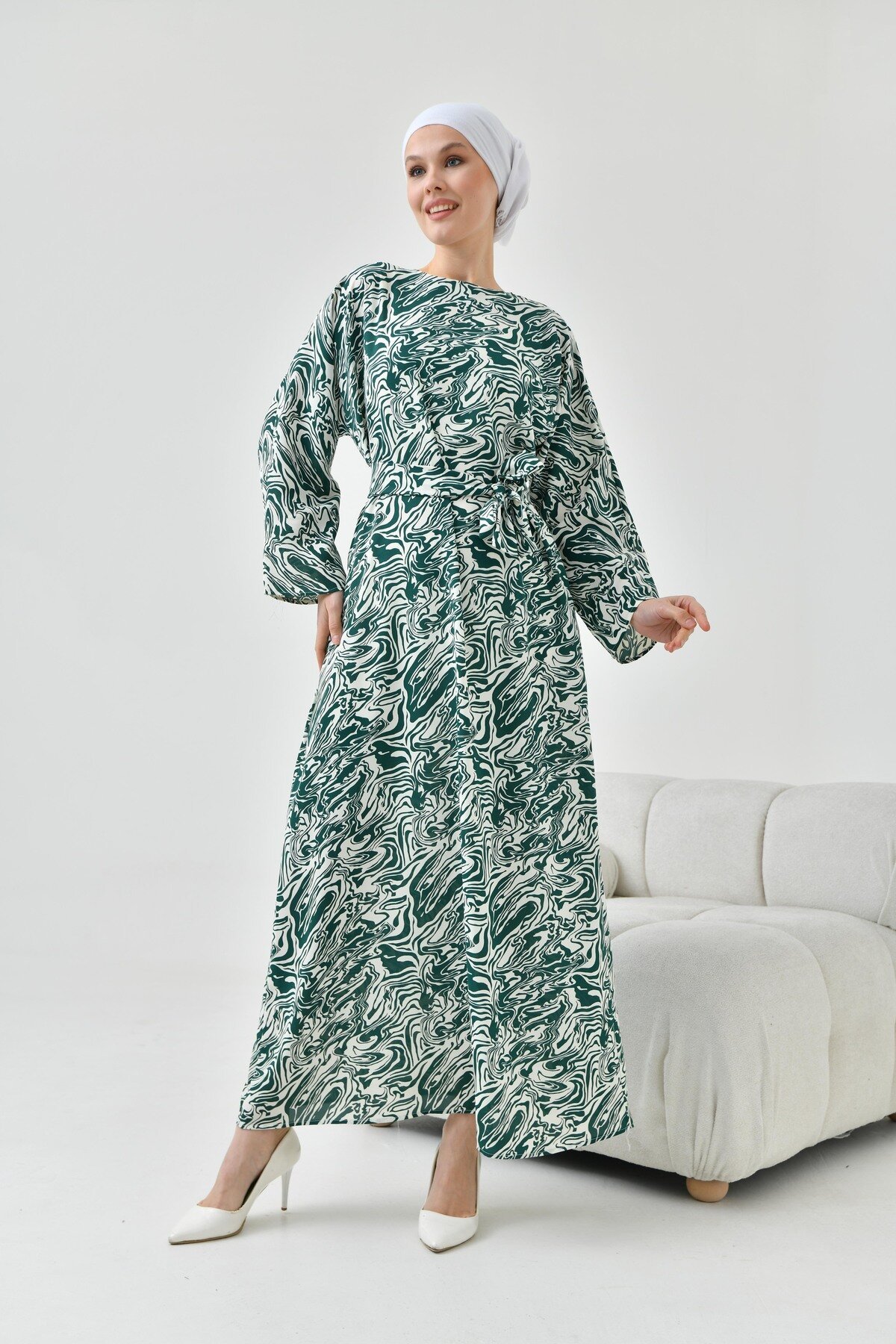 Modest Dress - Green - Tuncay