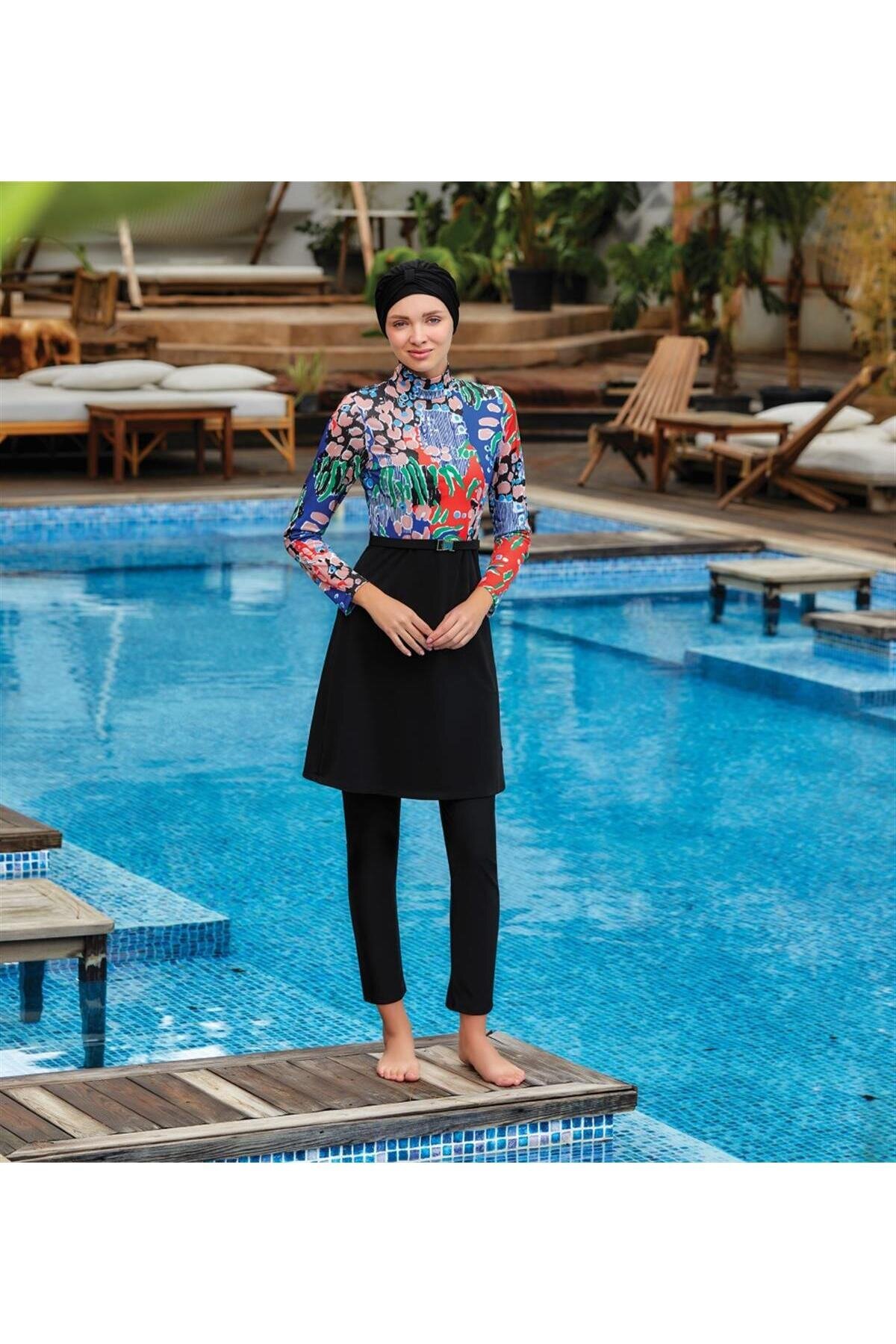Siyah Yoon Tam Kapalı Mayo - Adasea