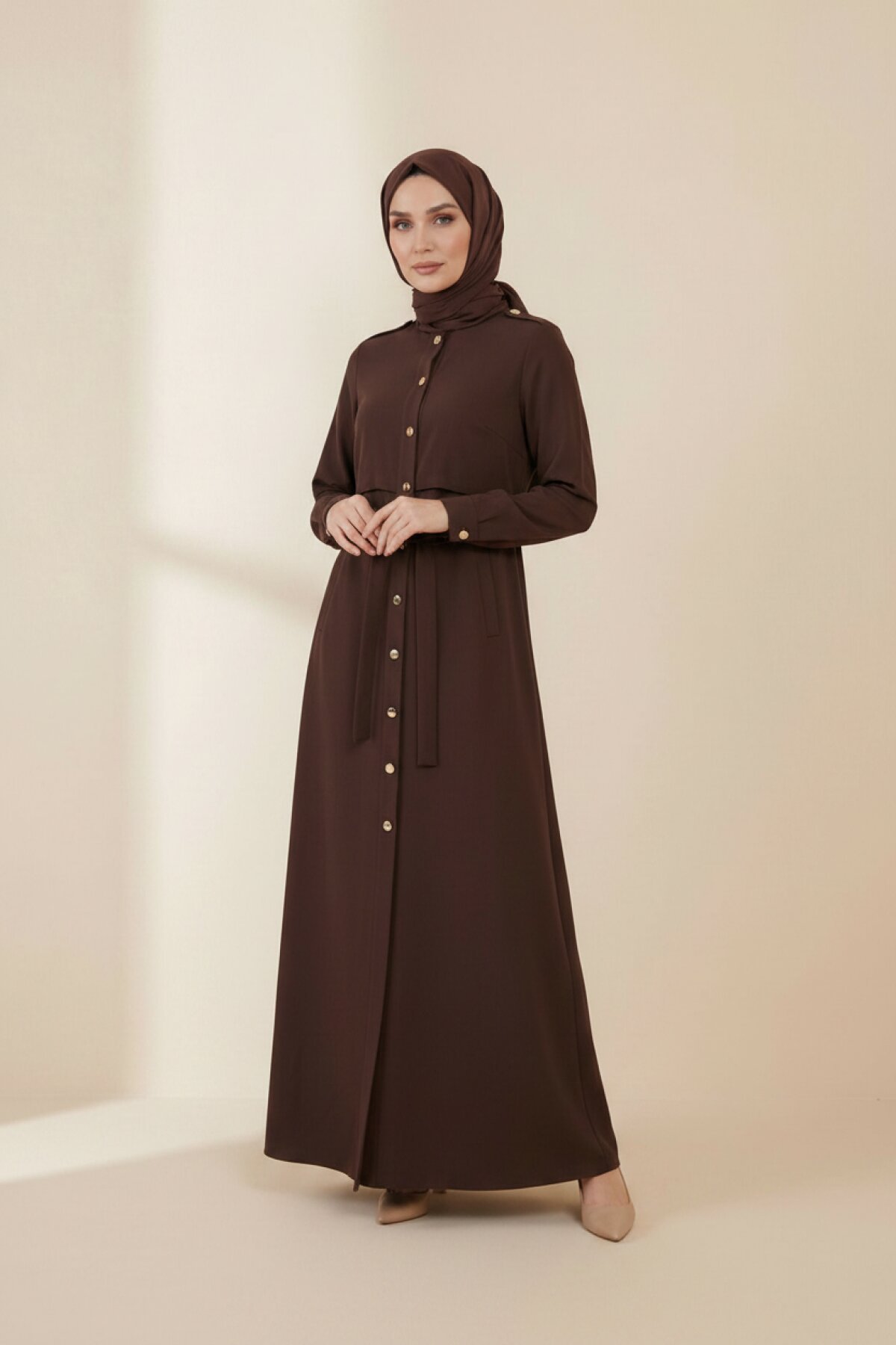 Acı Kahve Trençkot Stil Ferace - Beyza