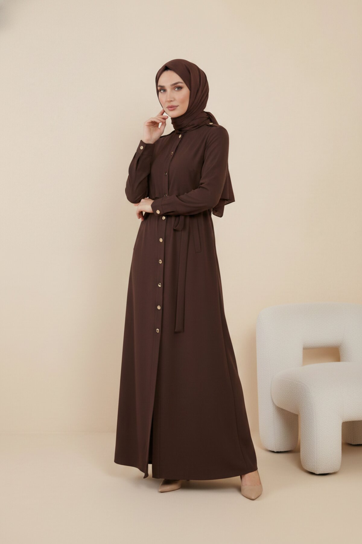 فرجة ستايل ترنشكوت بني داكن - Beyza