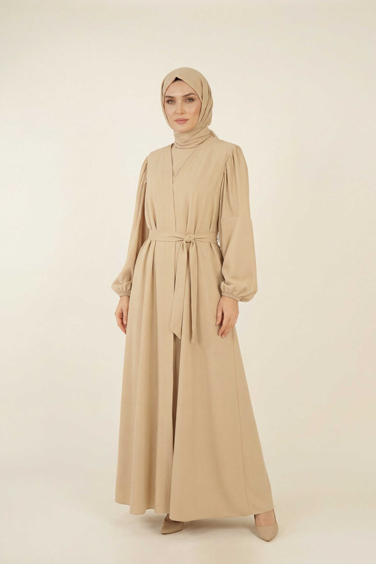 Dubai Silk Abaya - Beige - Beyza