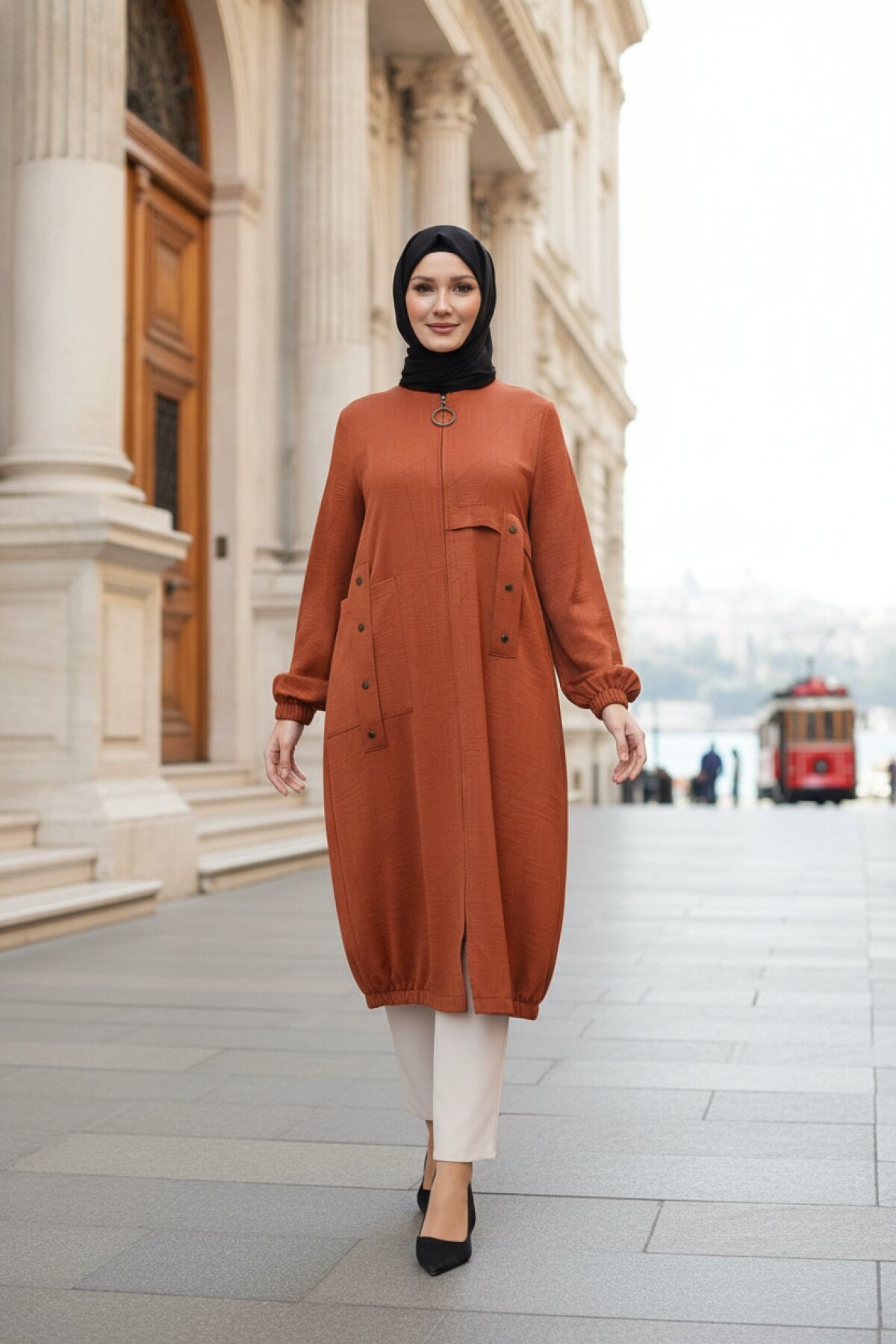 Kiremit Fermuarlı Kap - Beyza