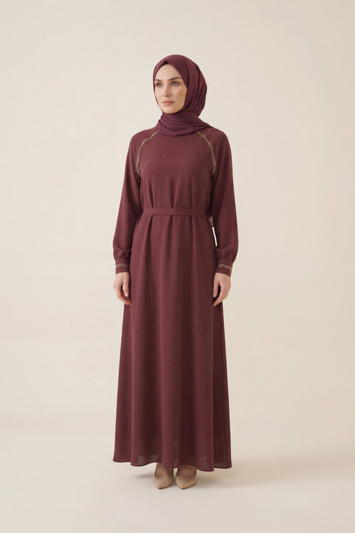 فستان لون ميردام بخرز الأنابيب - Beyza