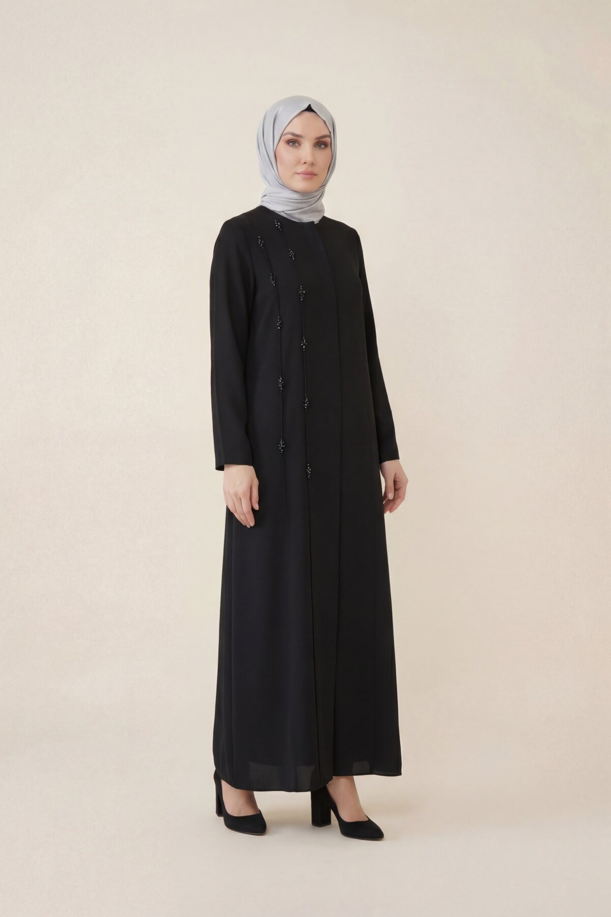 Beaded Abaya - Black - Beyza