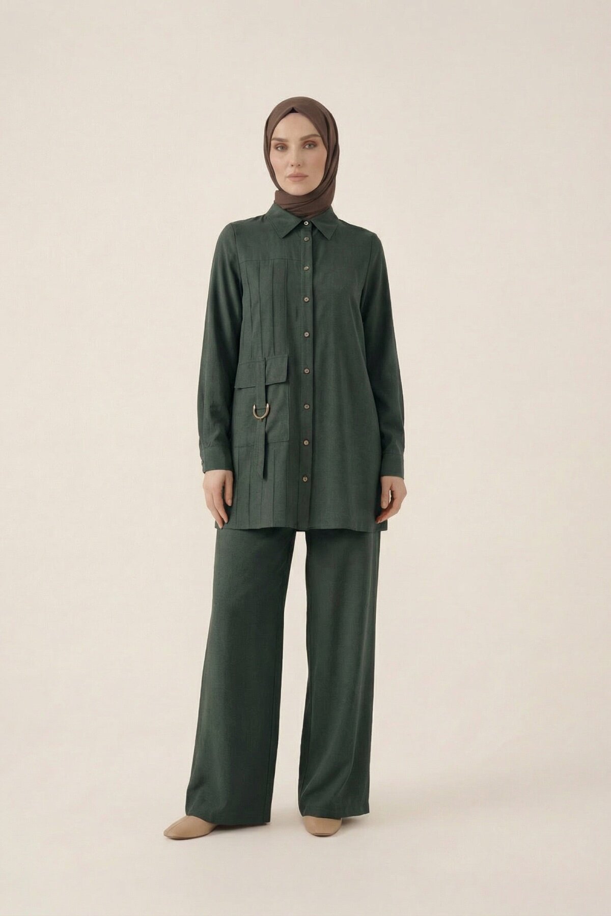 D-Buckle Two-Piece Modest Set - Emerald Green - Beyza