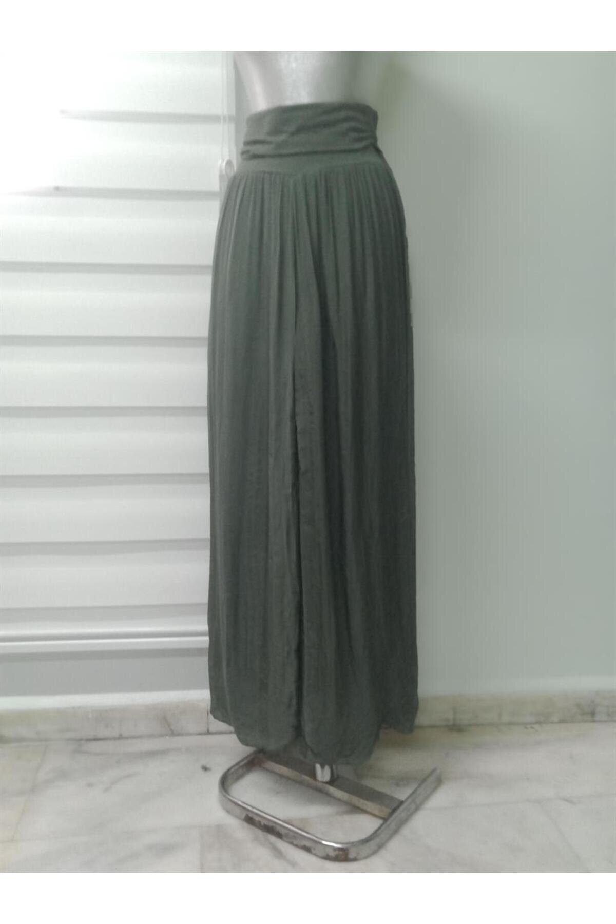 بناطيل خاكي غامق بخصر إيطالي وبطانة حريرية - Bohem Stil