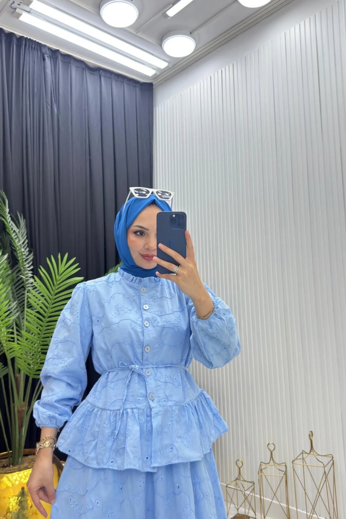 Bebe Mavisi Fisto Dantel Astarlı İkili Takım - Dimar Butik