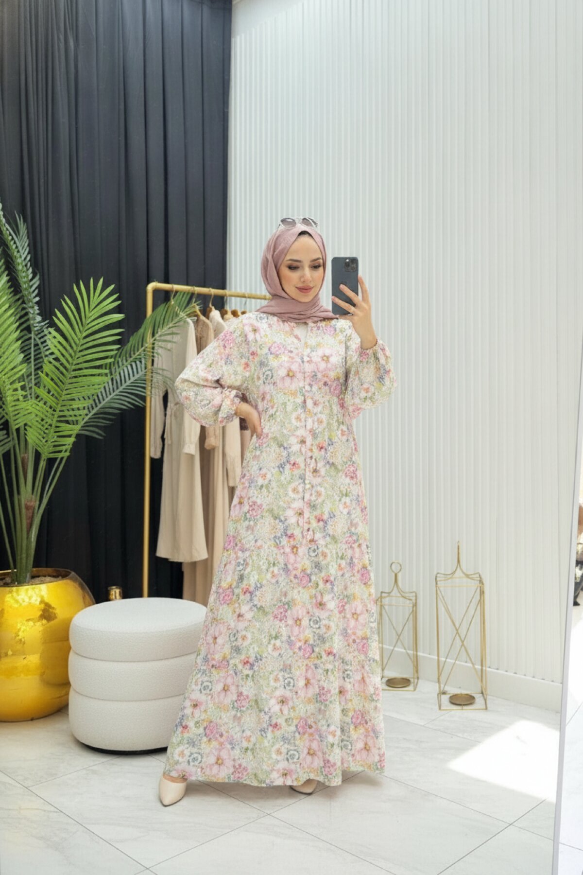 Çok Renkli Rahat Kesim İnce Yazlık Elbise - Dimar Butik