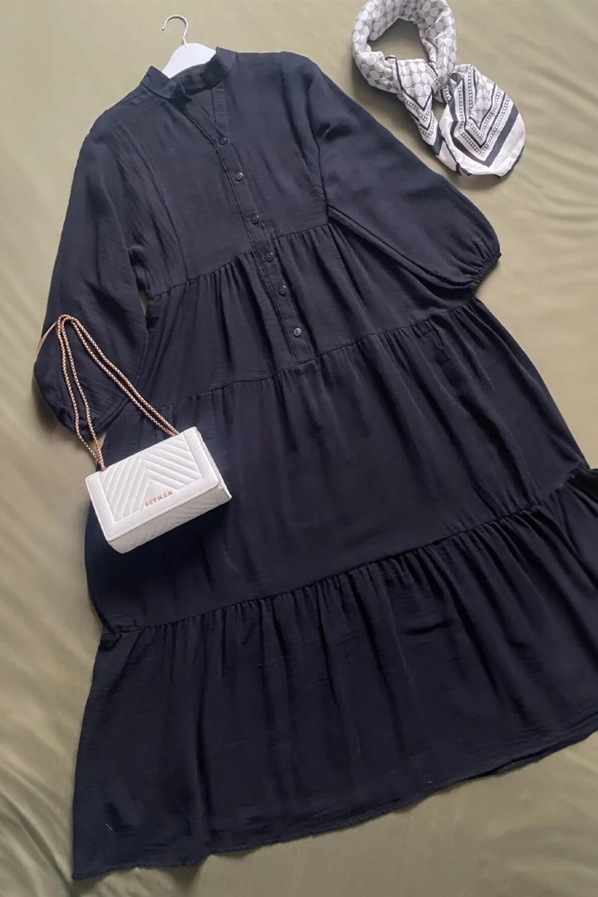 Siyah Müslin Elbise - Dimar Butik