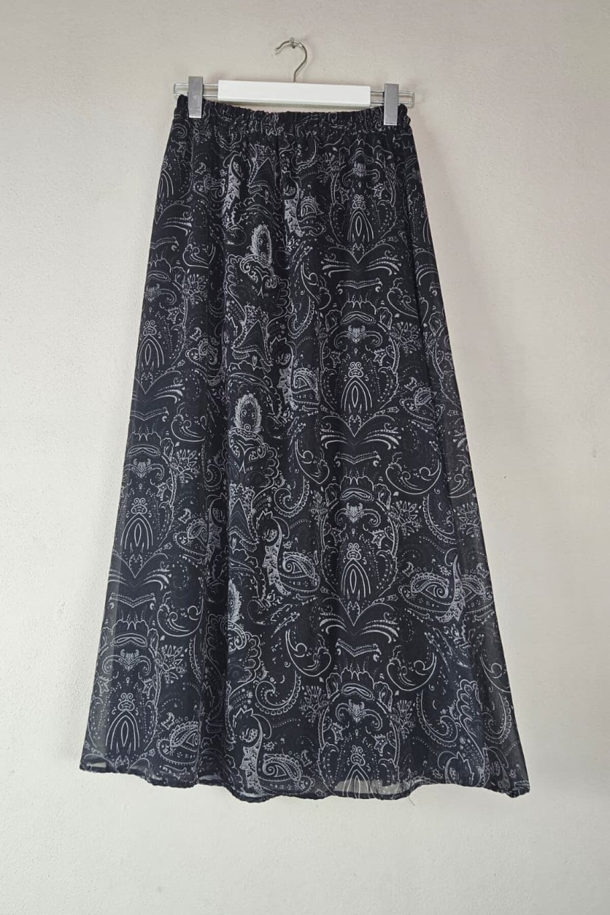 High-Waist Chiffon Skirt - Black - Dimar Butik