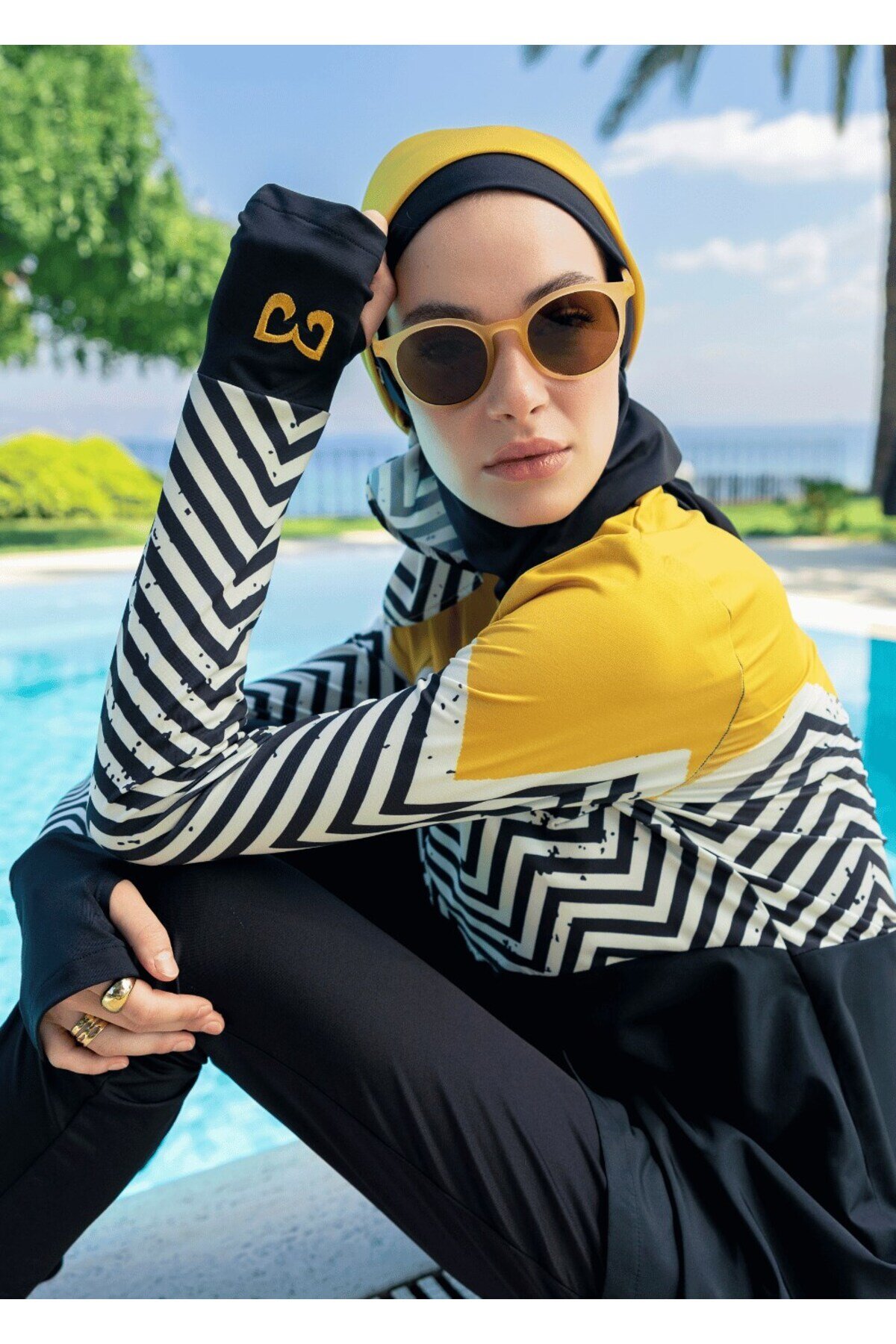 Hardal Zigzag Tam Kapalı Mayo - Mayovera