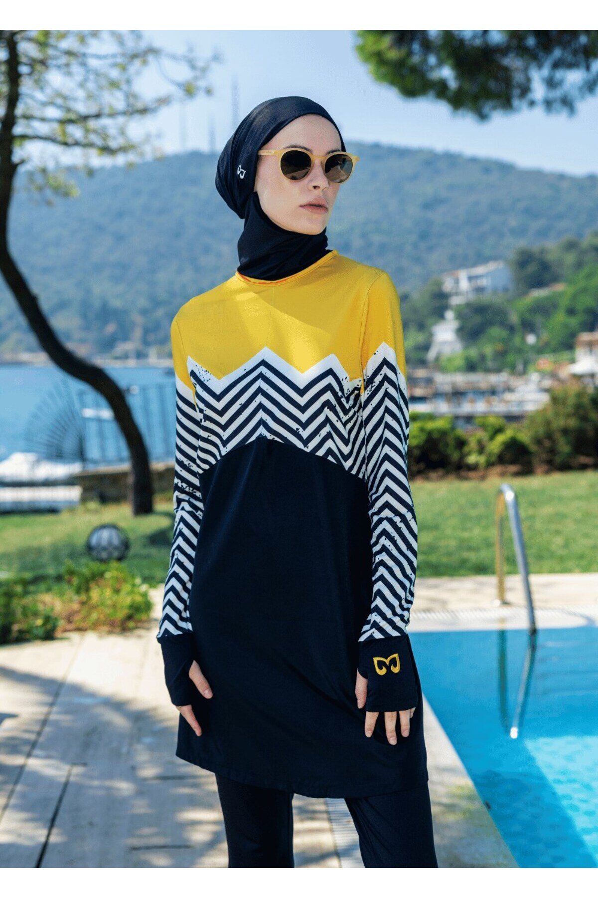 Hardal Zigzag Tam Kapalı Mayo - Mayovera