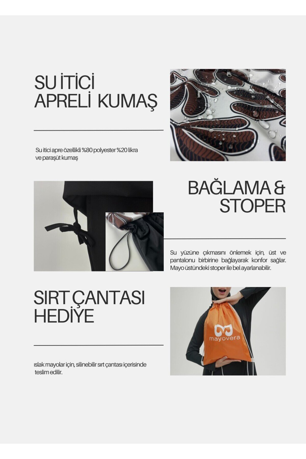 Kahverengi Paraşüt Tam Kapalı Mayo - Mayovera