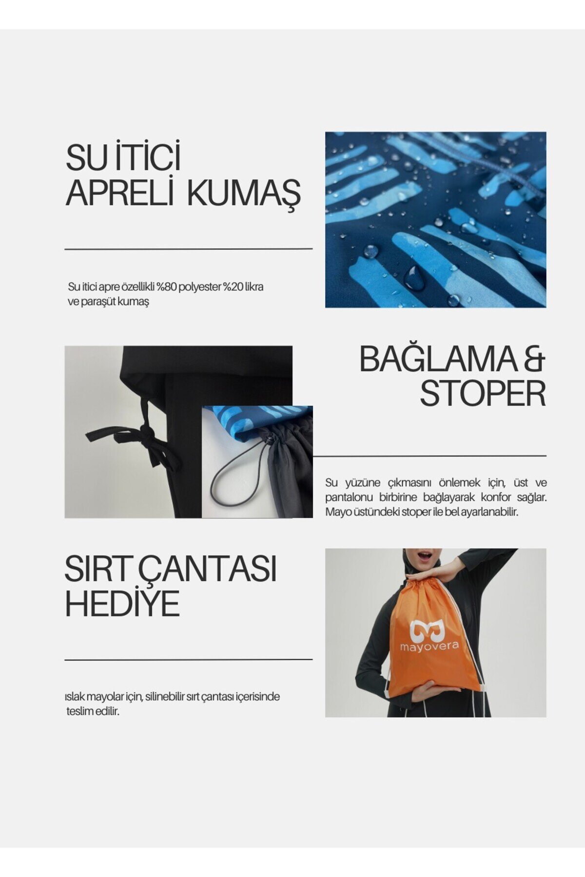 Mavi Paraşüt Tam Kapalı Mayo - Mayovera