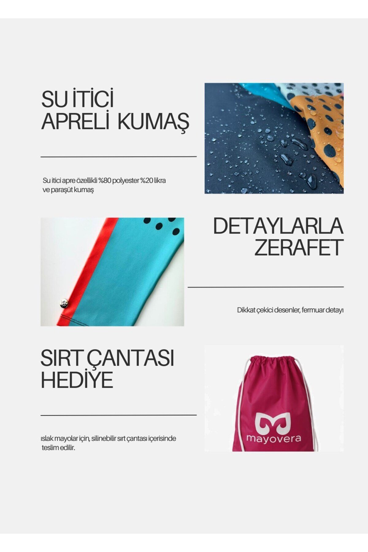 Siyah Puantiyeli Tam Kapalı Mayo Takım - Mayovera