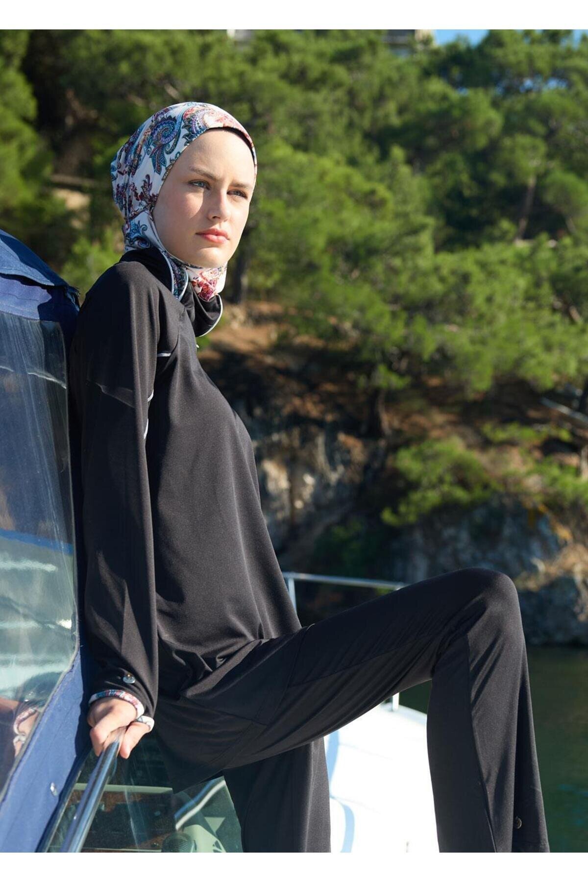 Siyah Spor Tam Kapalı Mayo - Mayovera