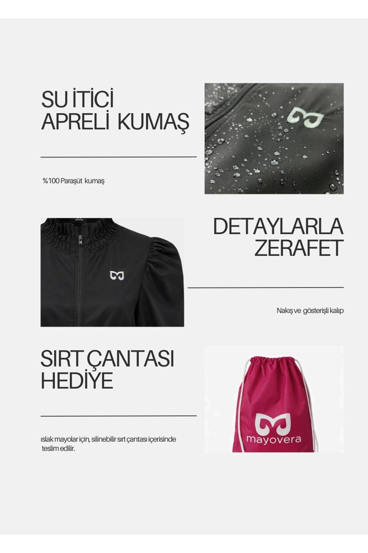 Siyah Tam Kapalı Tek Üst Mayo - Mayovera