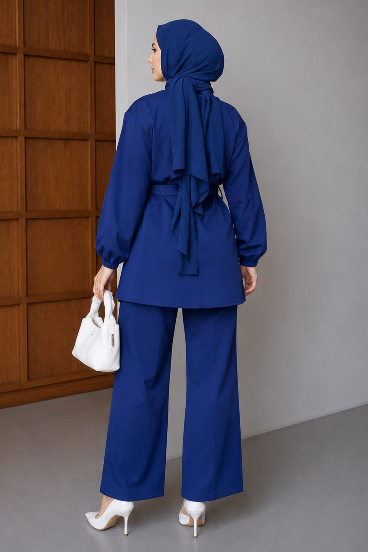 Oval Buckle Modest Co-ord Set - Indigo - Modamihram