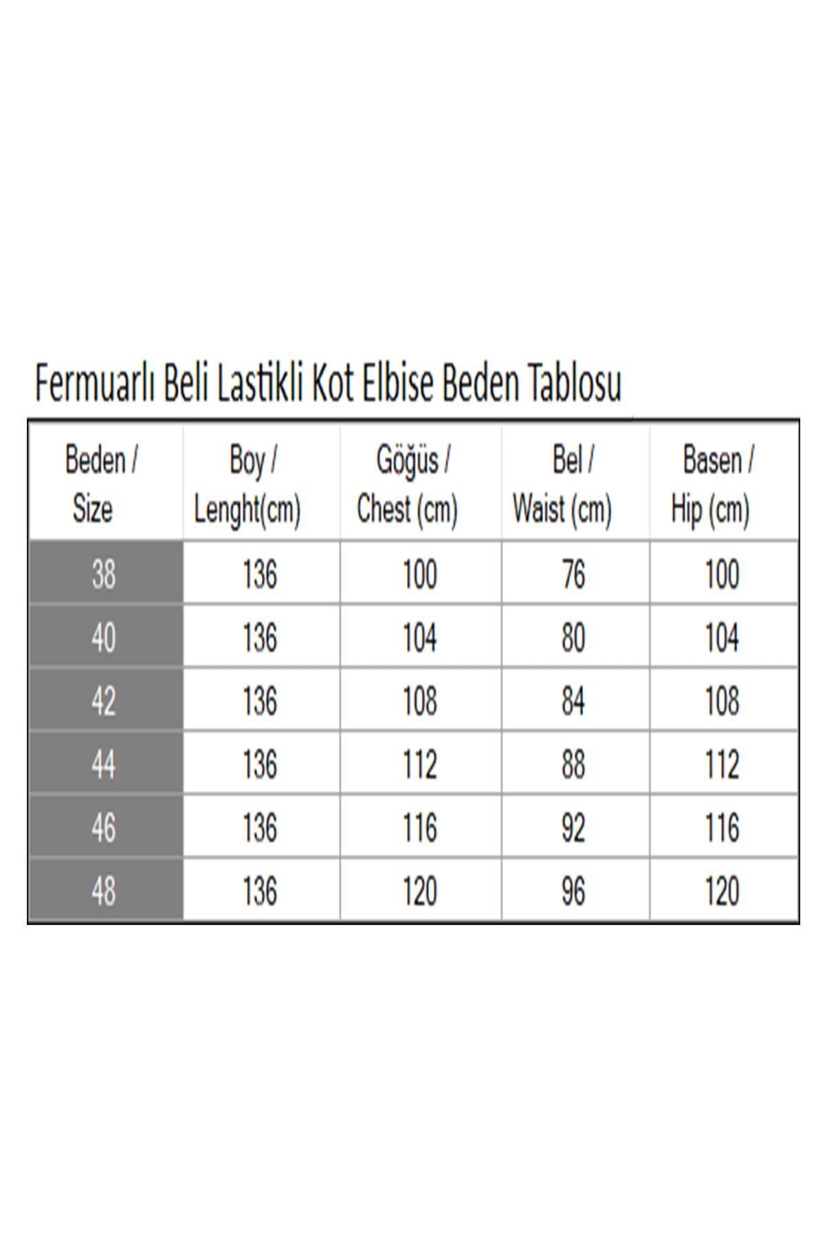 Koyu Mavi Beli Lastikli Fermuarlı Kot Elbise - Modamihram