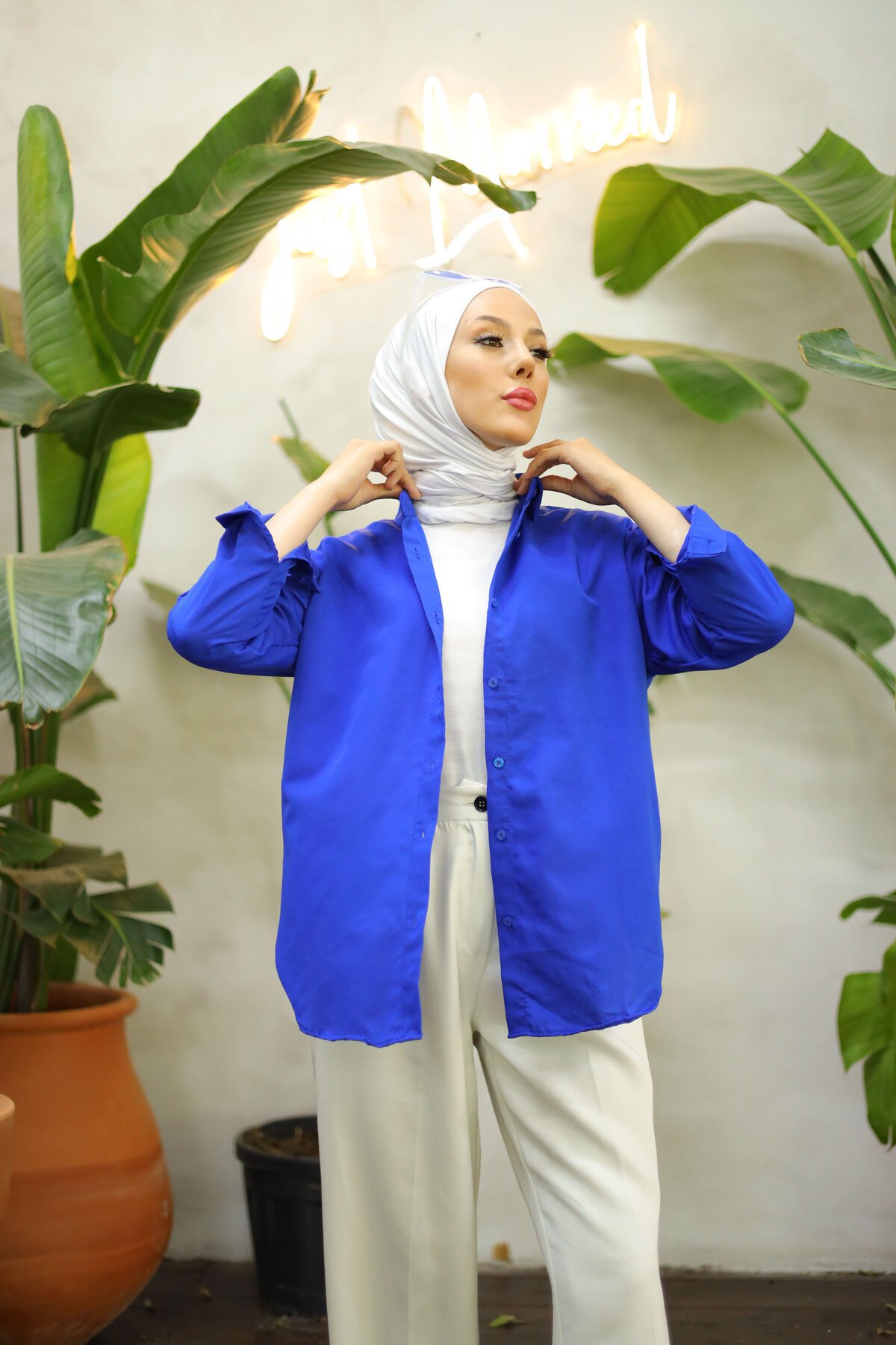Saks Oversize Basic Gömlek - Shirosa