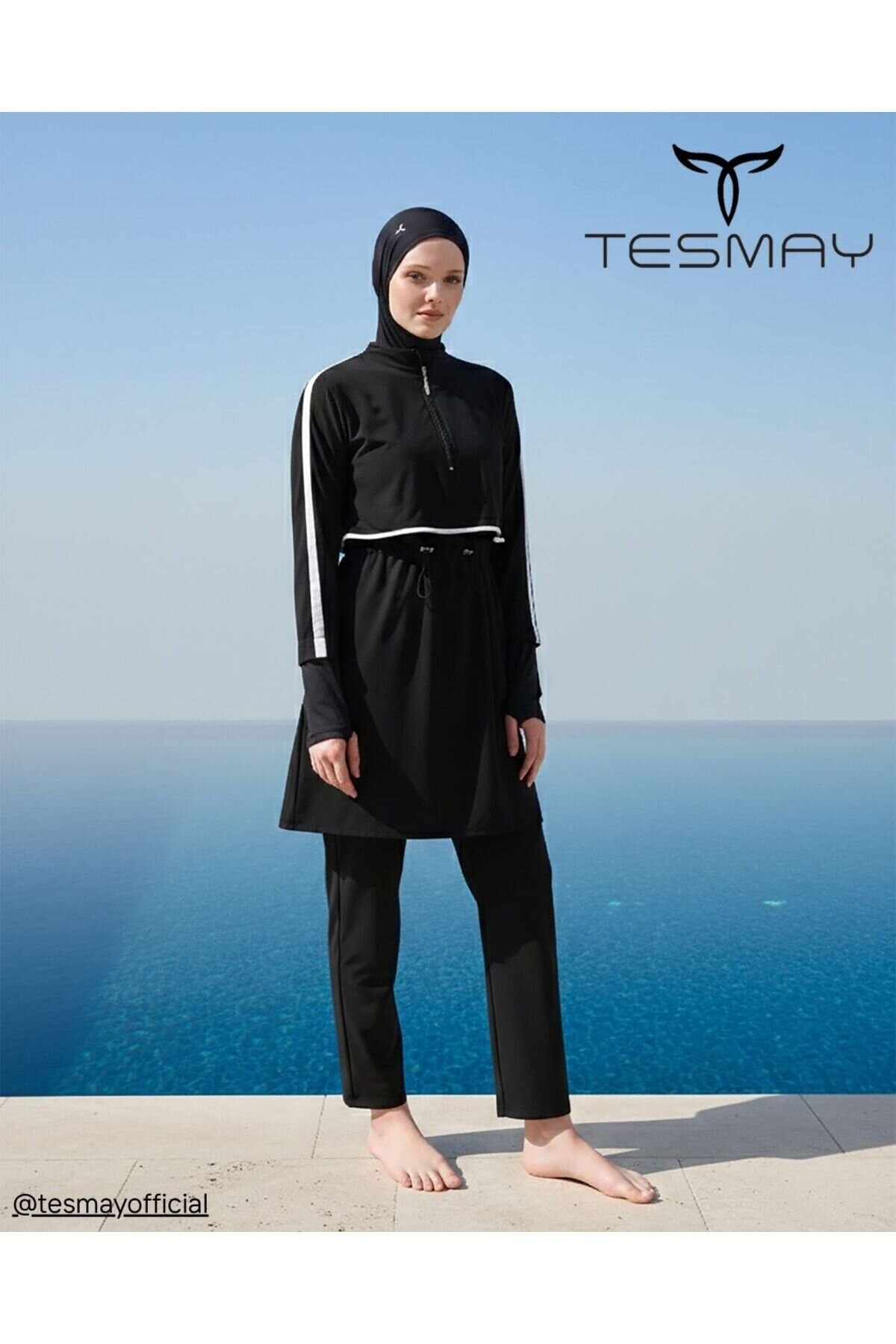 Siyah Tam Kapalı Mayo - Tesmay