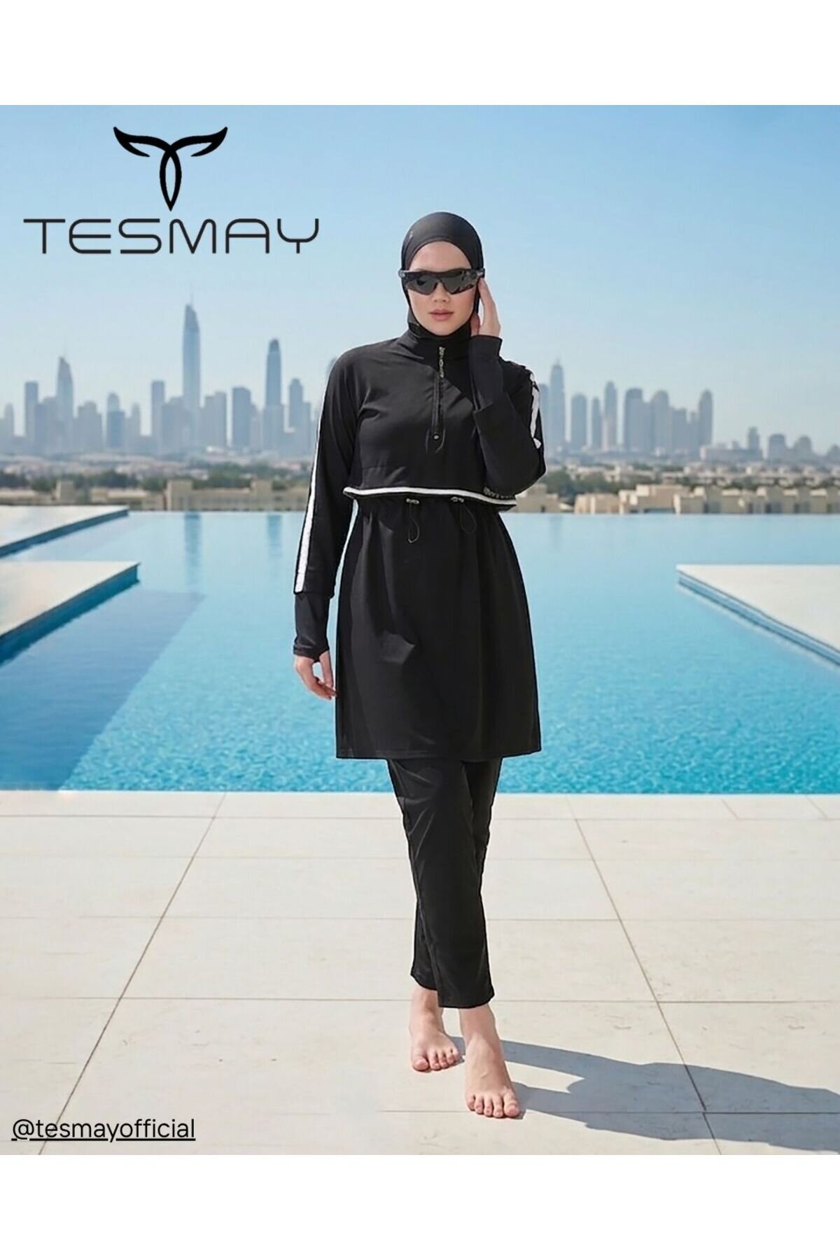 Siyah Tam Kapalı Mayo - Tesmay