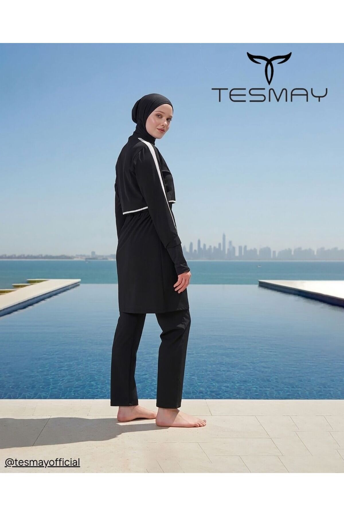 Siyah Tam Kapalı Mayo - Tesmay