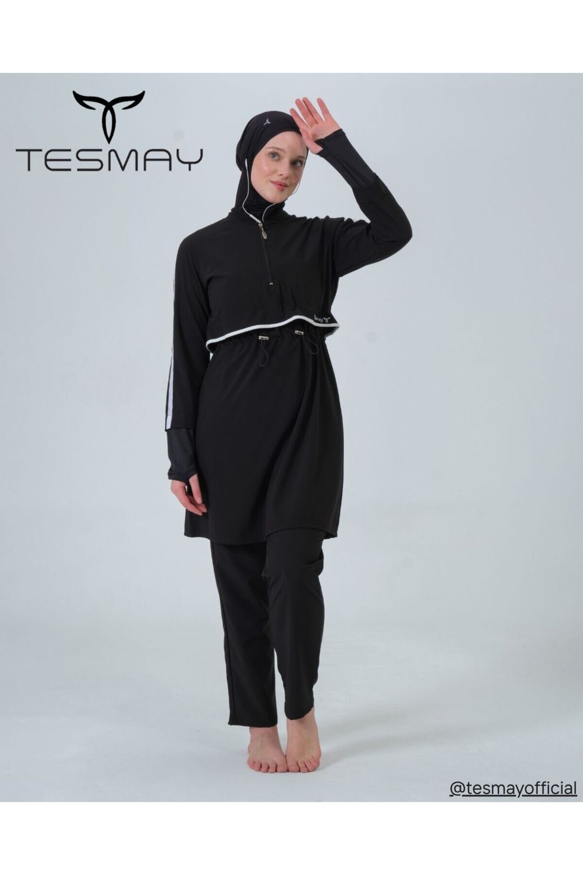 Siyah Tam Kapalı Mayo - Tesmay