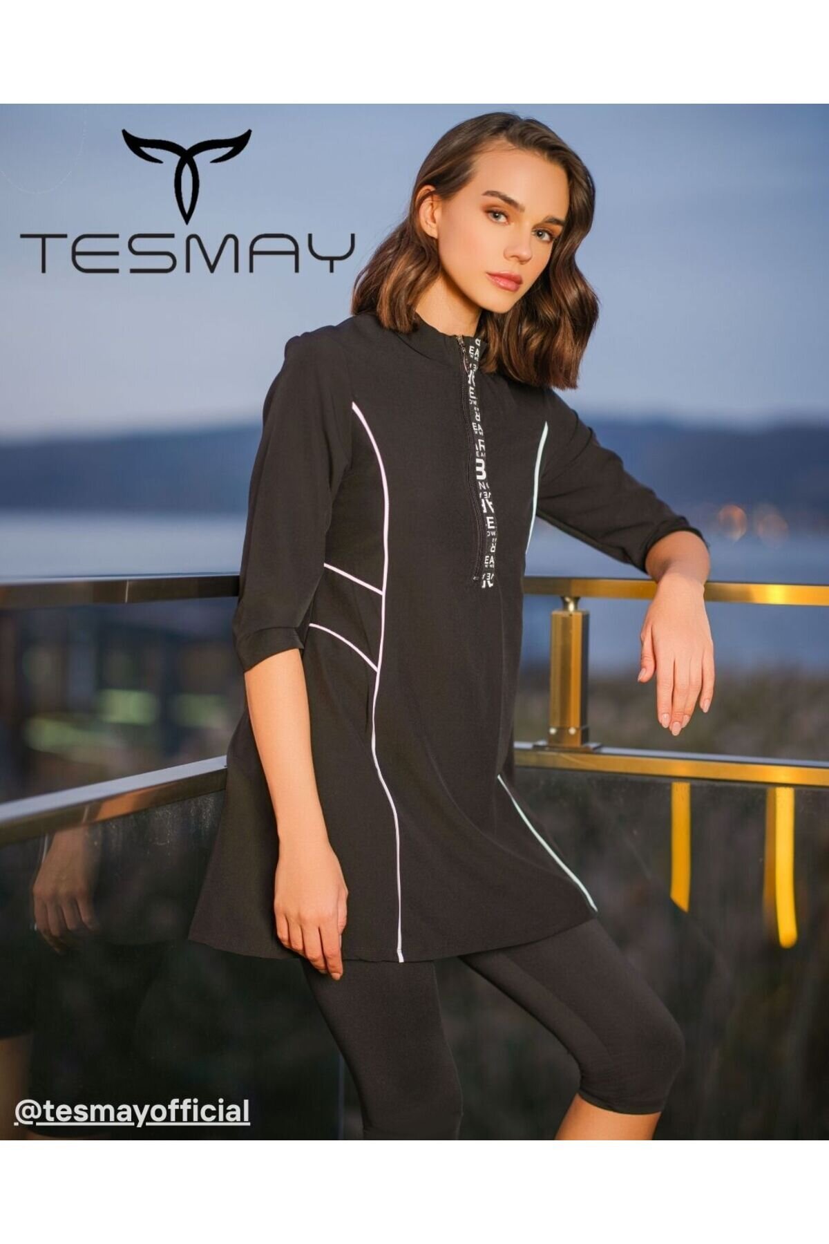 Siyah Yarım Kapalı Mayo - Tesmay