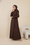 Trenchcoat Style Modest Abaya - Dark Brown