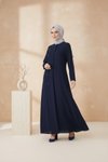 Beaded Abaya - Navy Blue