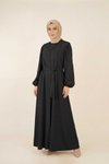 Siyah Dubai İpeği Abaya Ferace