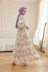 Lila Lavinya Desenli Modal Mango Elbise