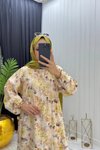 Sarı Çiçek Desenli Rahat Yazlık Elbise
