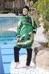 Siyah Emerald Flow Tam Kapalı Kuşak Detaylı Pantolonlu Mayo