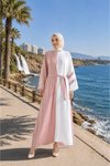 Camel Ekru Garnili Kuşaklı Elbise