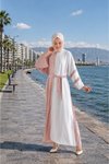Camel Ekru Garnili Kuşaklı Elbise