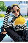Hardal Zigzag Tam Kapalı Mayo