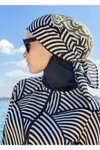 Siyah Deniz Kabuğu Desenli Bandana Eşarp Bone
