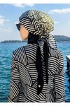 Siyah Deniz Kabuğu Desenli Bandana Eşarp Bone