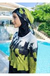 Yeşil Batik Desenli Tam Kapalı Mayo