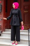 Double Stitch Detail Modest Set - Black