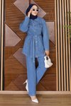 Açık Mavi Luna Denim İkili Tesettür Takım