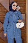 Açık Mavi Luna Denim İkili Tesettür Takım