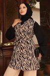 Bej Zebra Desenli İkili Takım