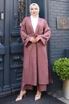 Gül Kurusu Apolet Detaylı Kimono İkili Tesettür Takım