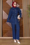 Koyu Mavi Luna Denim İkili Tesettür Takım