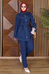 Koyu Mavi Luna Denim İkili Tesettür Takım