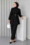 Oval Buckle Modest Co-ord Set - Black