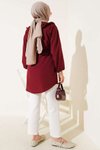 Bordo Çift Yakalı Tunik